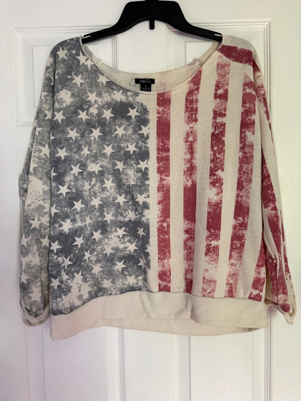 Rue21 Vintage-Style American Flag Pullover - Red, Blue, Cream